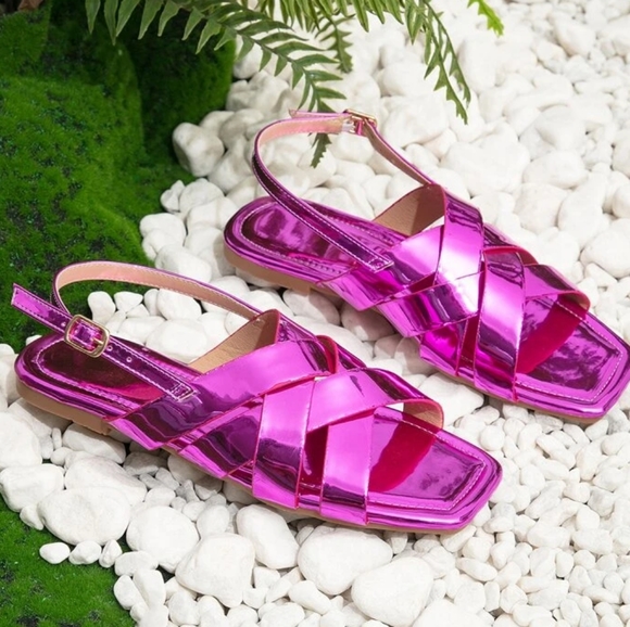 👣Metallic Slingback Sandals (Fuchsia) footwear - Picture 5 of 16